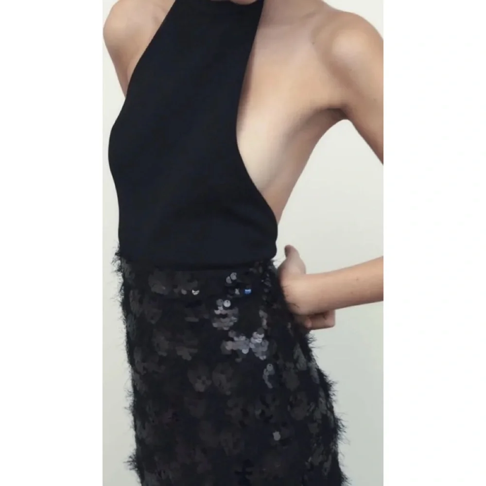 Zara sequin knit halter dress black - Picture 10 of 11